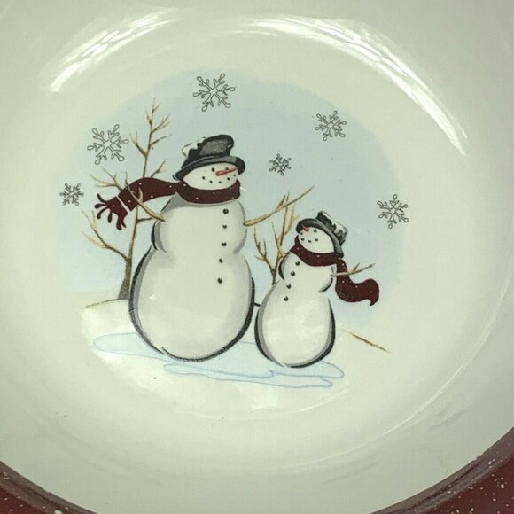Royal Seasons Snowman Serving Bowl 10 in Red Winter Christmas Dinner Serveware - Picture 2 of 5